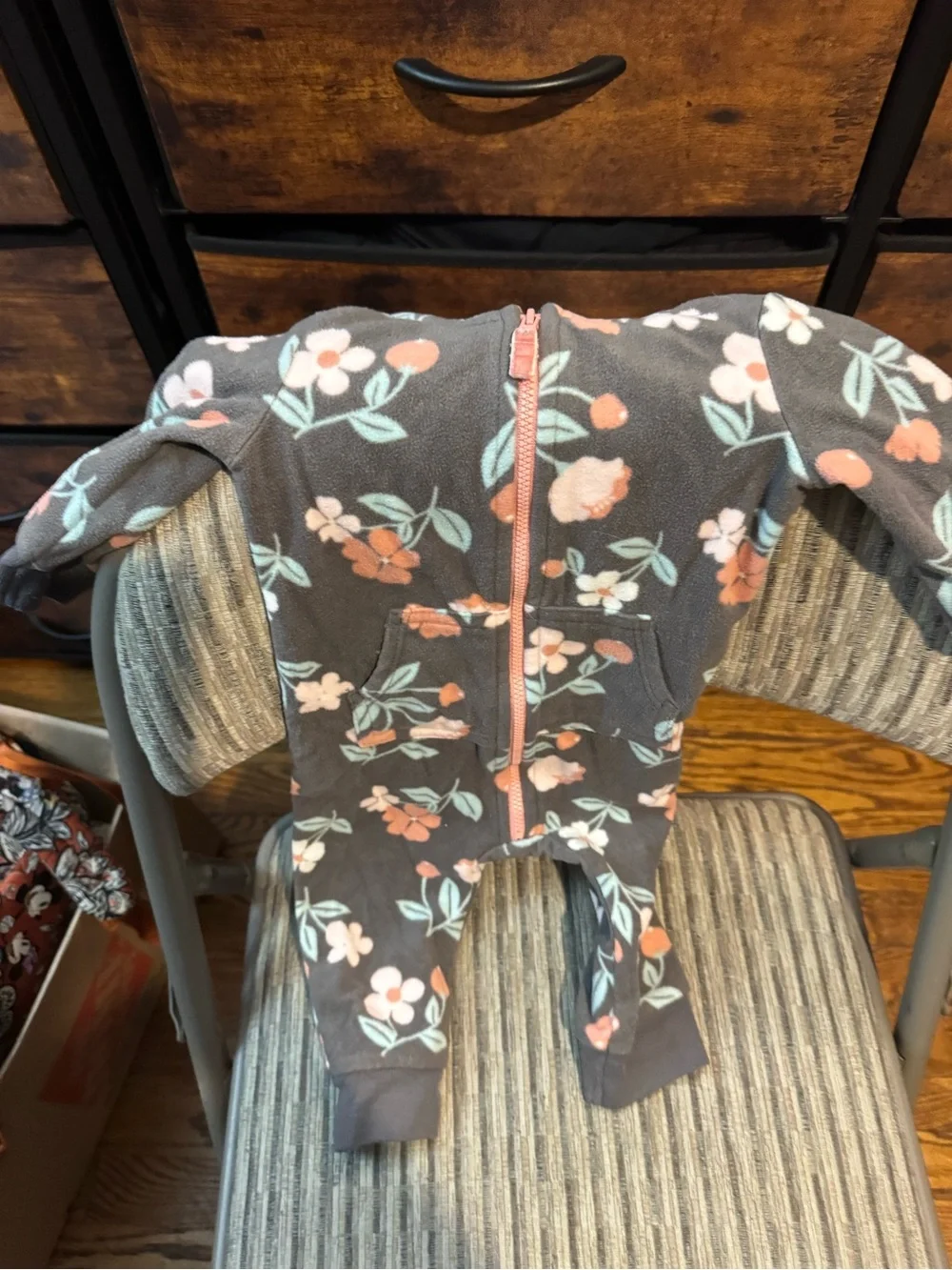 Soft Floral & Bunny Fleece Baby Bunting Duo - Pink & Charcoal 6 months